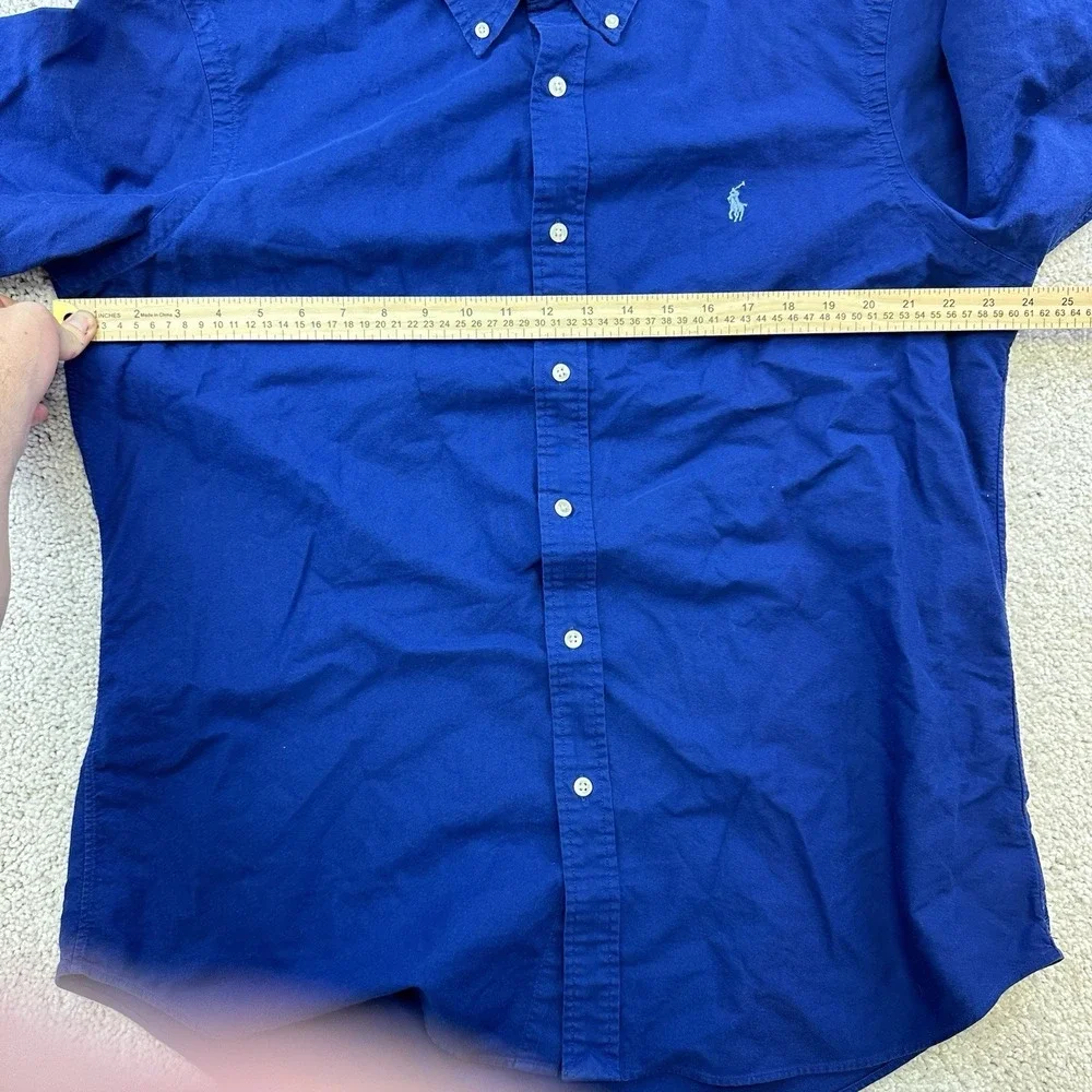Polo Ralph Lauren Button Shirt -L- Navy Blue Classic Fit -Blue Pony- Dress